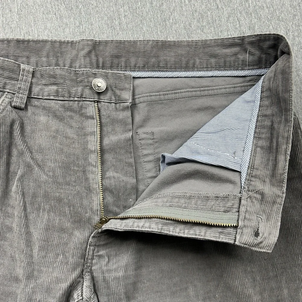 Brooks Brothers Pants Mens 36X30 Gray Corduroy Cotton Flat Front‎